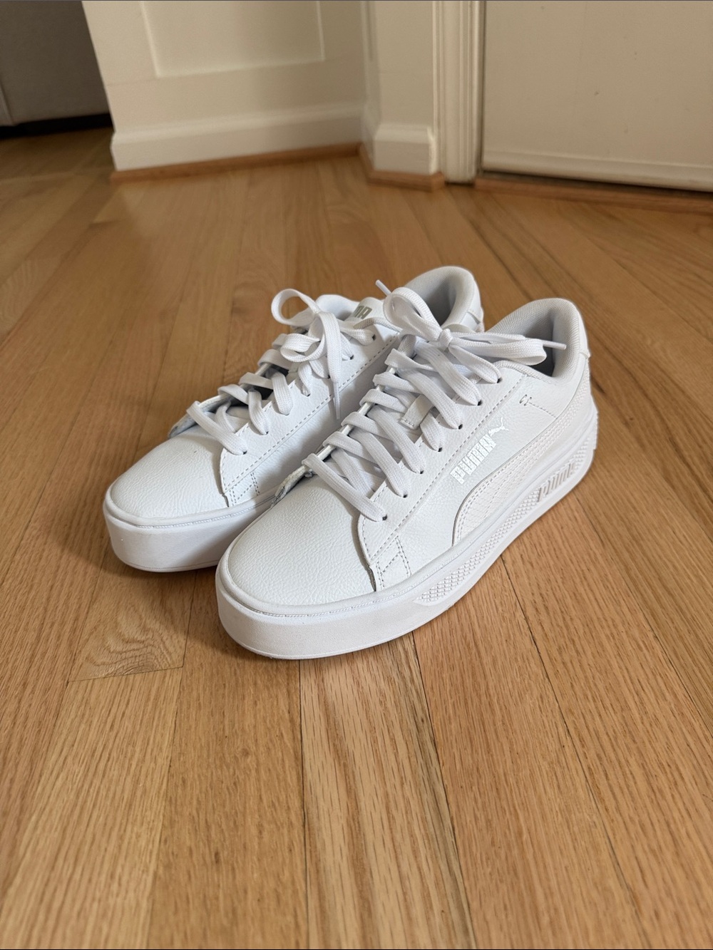 Puma White Low-Top Platform Sneakers